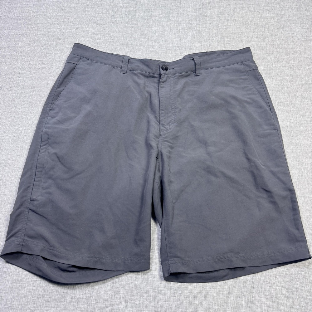 REI Chino Shorts Mens 40 Gray Cotton Canvas Belted Pockets Flat Front 11" Inseam